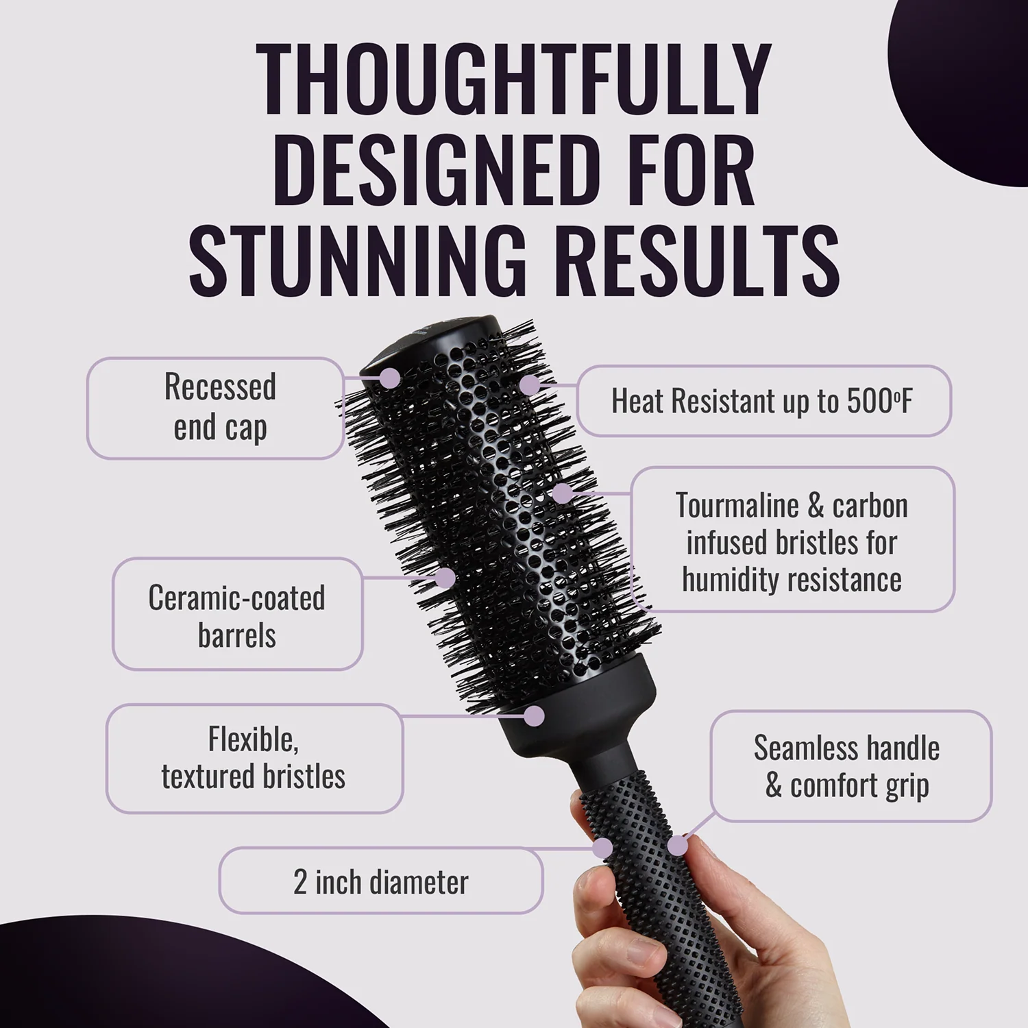 er53  Ionic Ceramic Round Hair Brush - Image 3