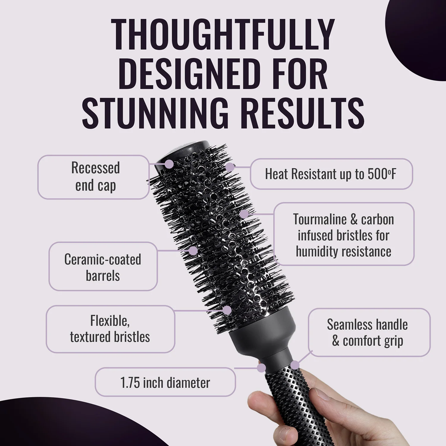 er43 Ionic Ceramic Round Hair Brush - Image 3